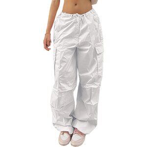 Stylish Women's Parachute Pants - Elastic Waist & Drawstring, Casual Hiking